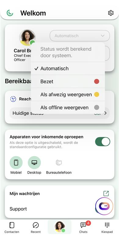 Contact Mobile profielstatus
